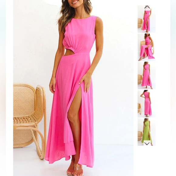 Trixiedress Sleeveless Cut Out Waist High Slit Maxi Swing Dress NWOT Size S - Picture 1 of 7